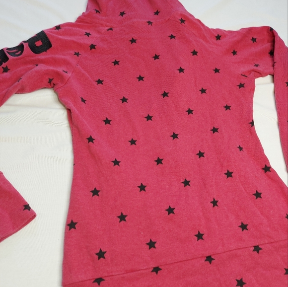 Bench Pink Lightweight Zippered Hoodie with Black Stars, Small - Picture 8 of 12